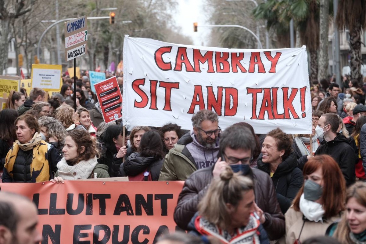 Manifestació durant una vaga de mestres a Barcelona el curs passat