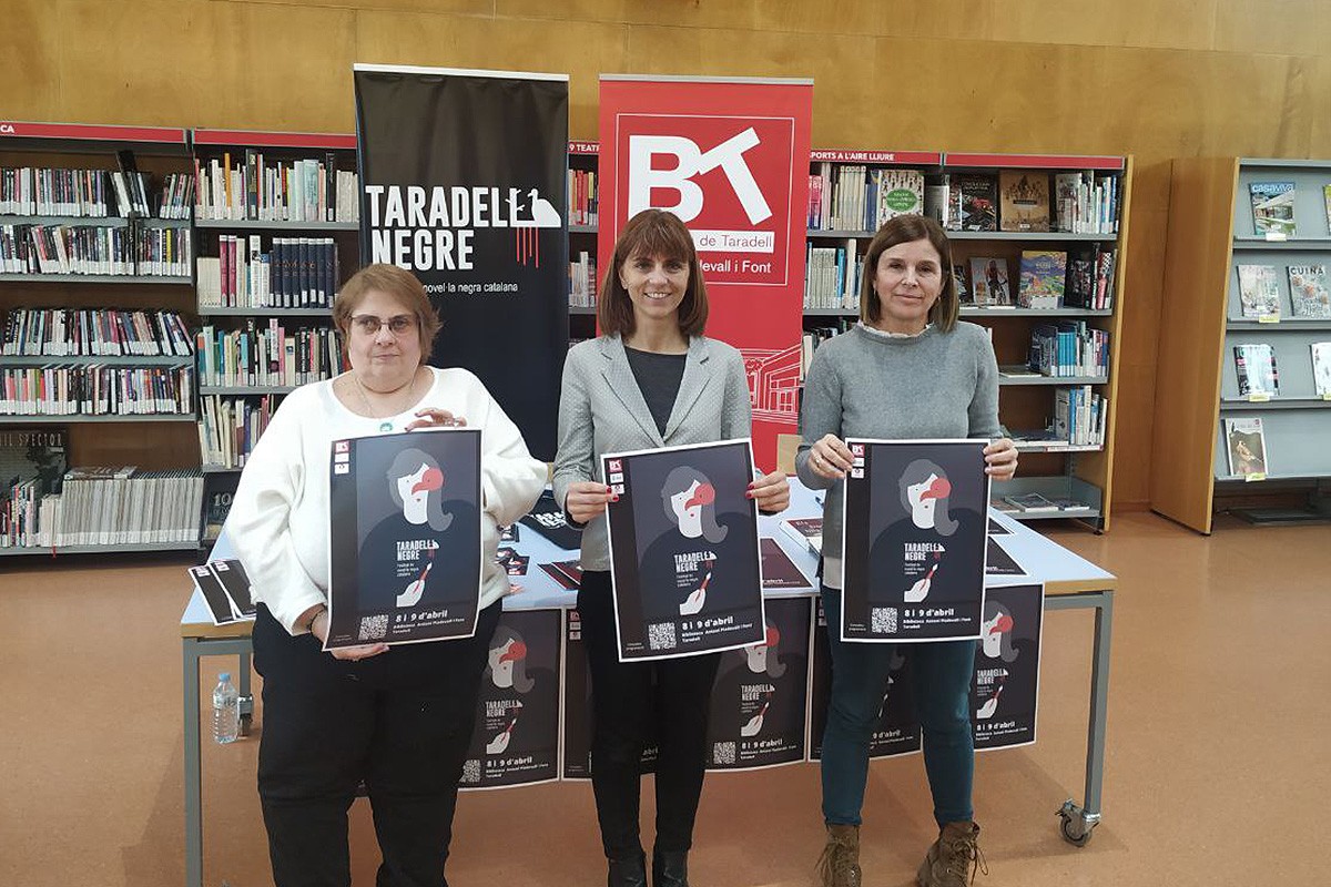 Durant la presentació del primer festival de novel·la negra catalana a Taradell: «Taradell Negre».