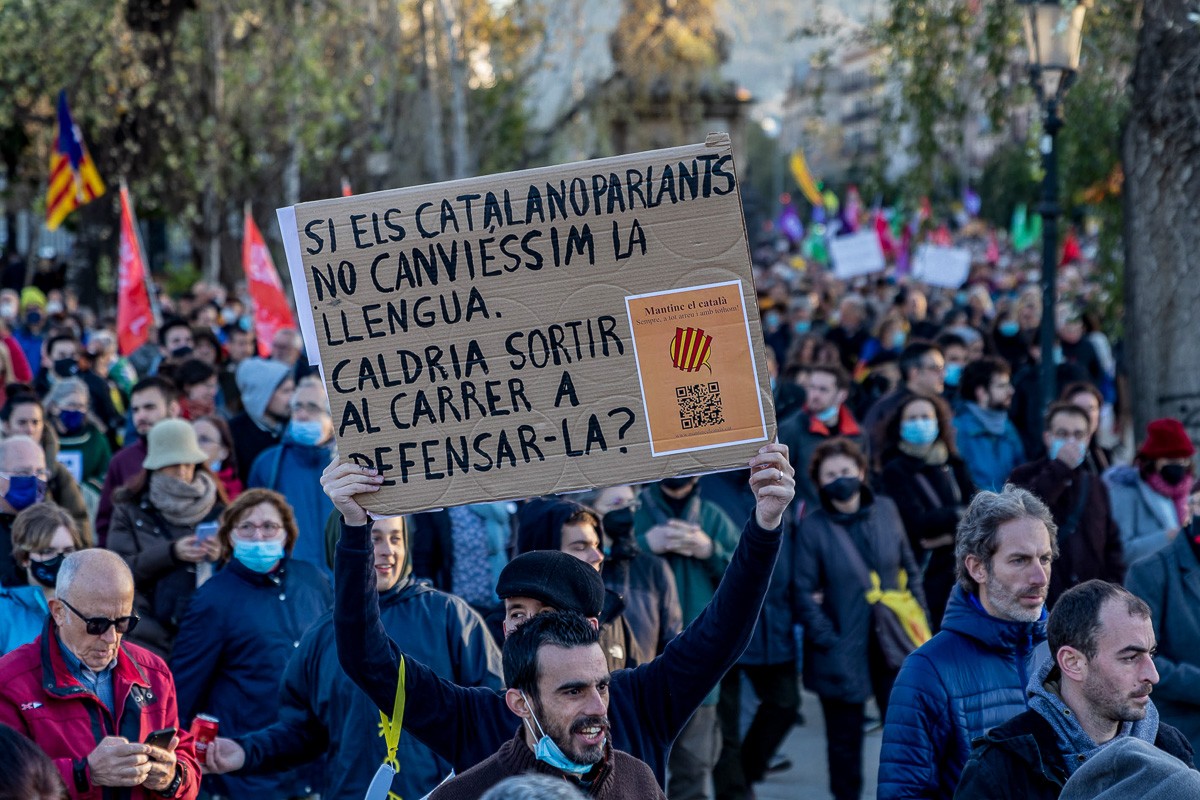 Manifestació en defensa del català a Barcelona.
