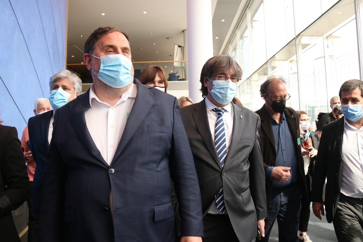 Junqueras i Puigdemont, dimarts passat al Parlament Europeu.