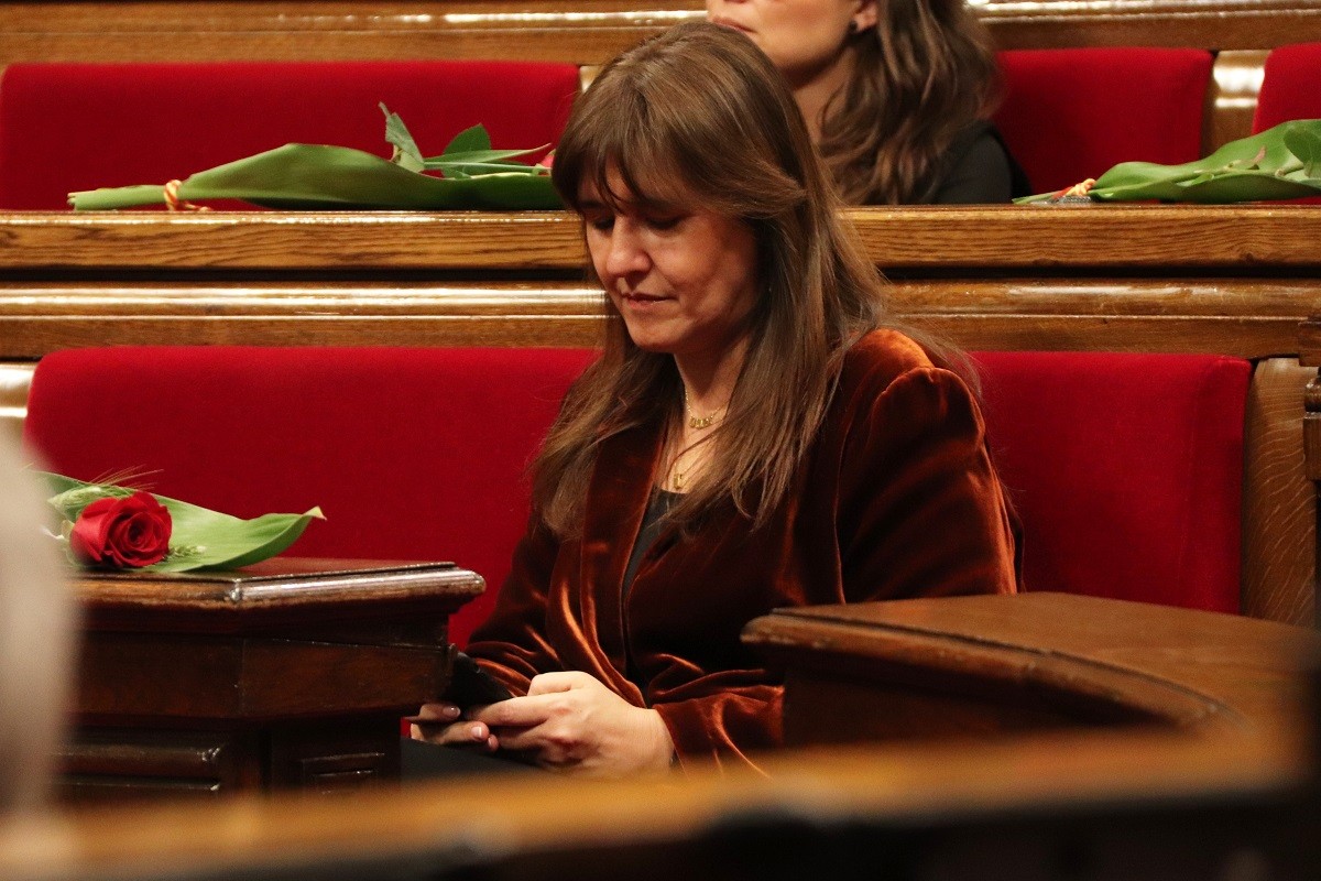 La presidenta del Parlament, Laura Borràs, a l'hemicicle