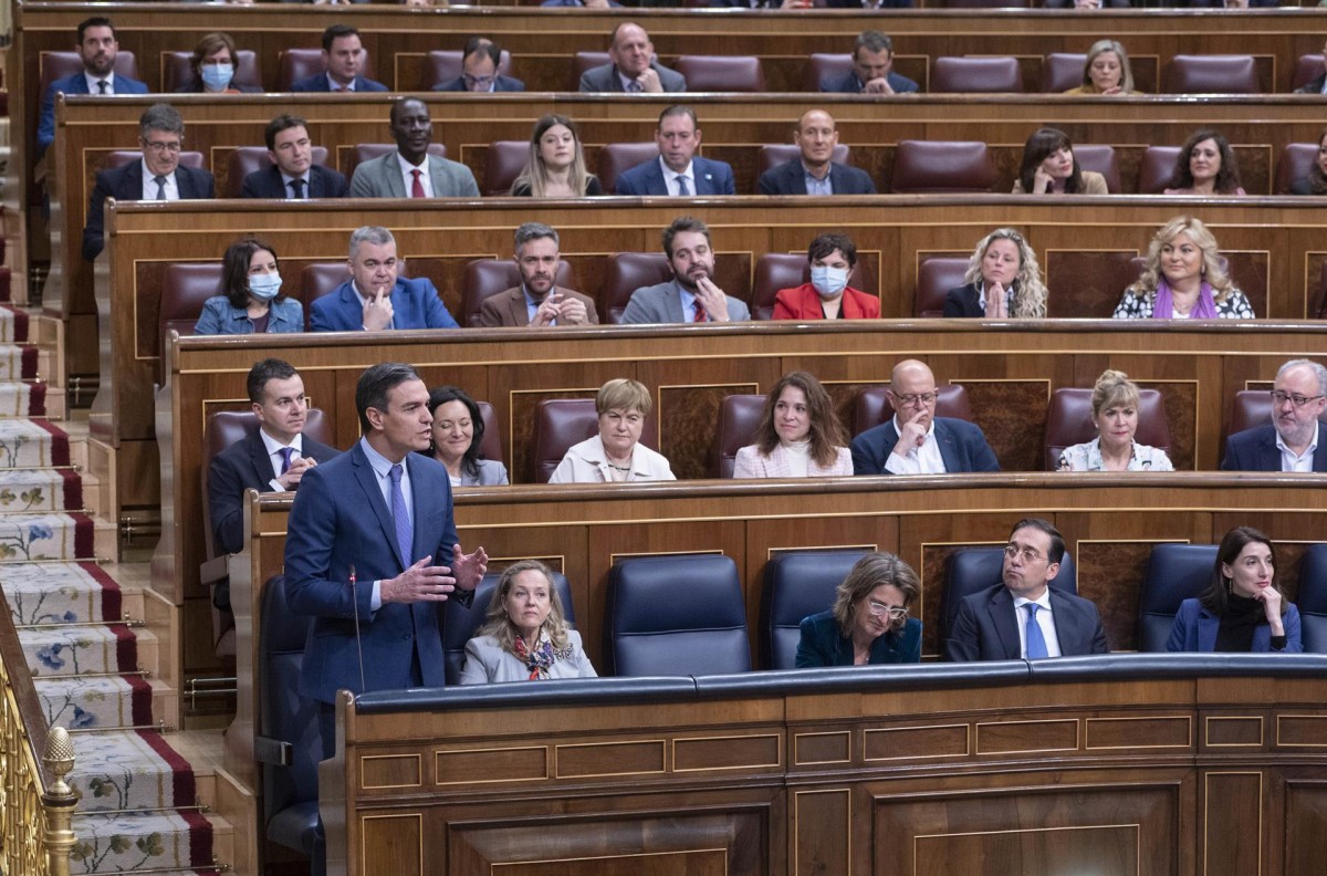 Pedro Sánchez, intervenint sobre el Catalangate al Congrés, aquest dimecres
