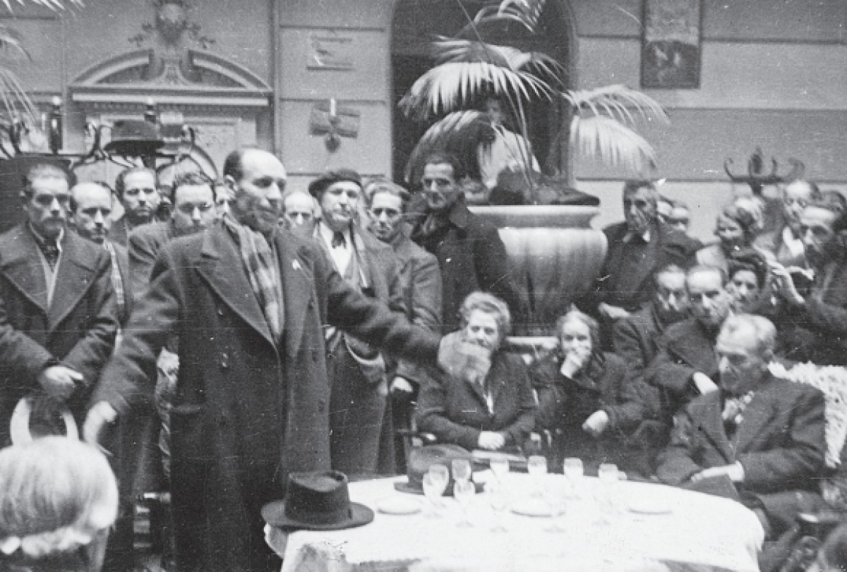 Joan Sauret, en un parlament a Perpinyà el 1946