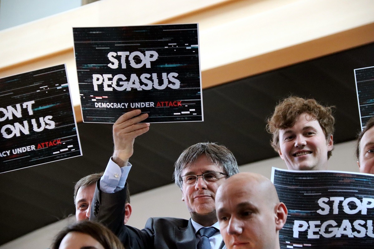 Protesta d'eurodiputats contra Pegasus al Parlament Europeu