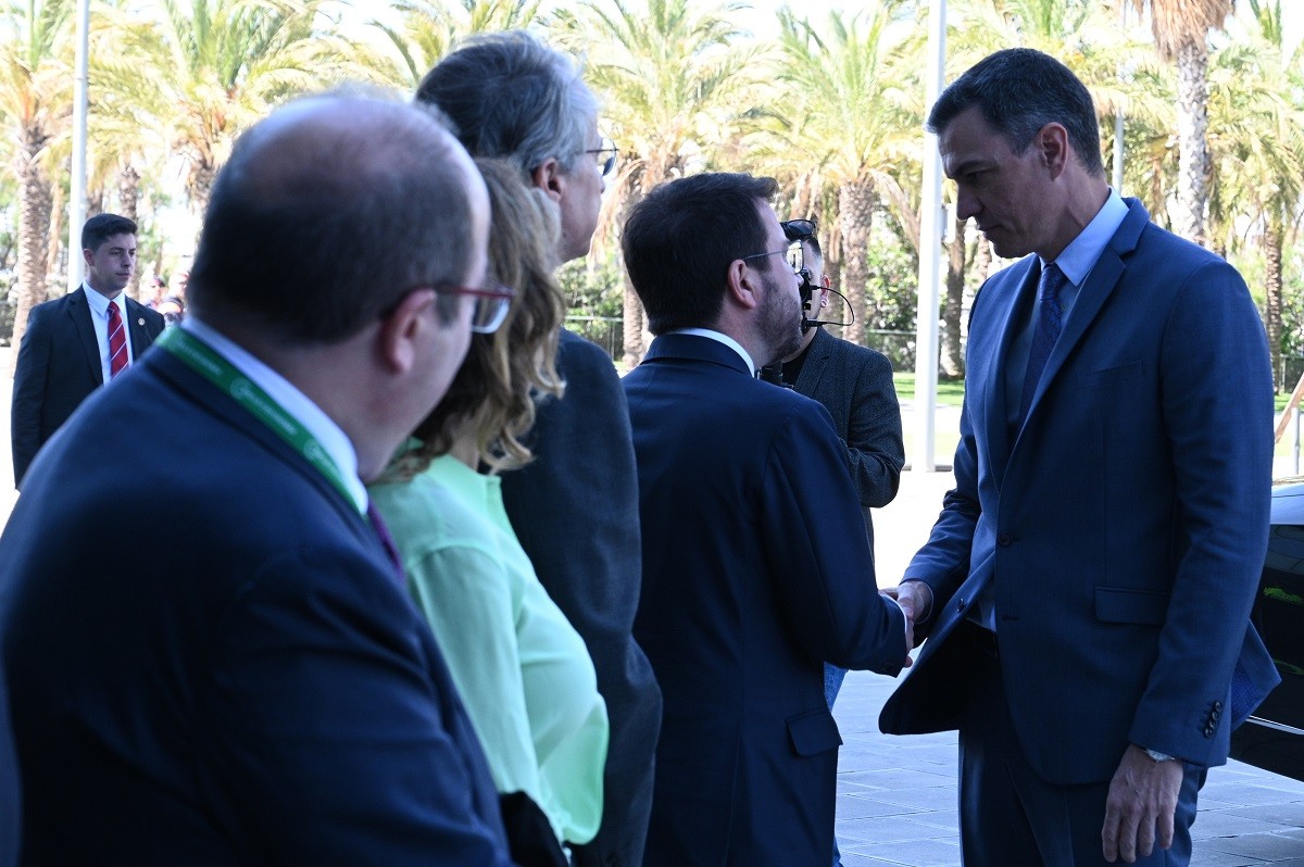 Pere Aragonès i Pedro Sánchez, divendres passat a les jornades del Cercle d'Economia.