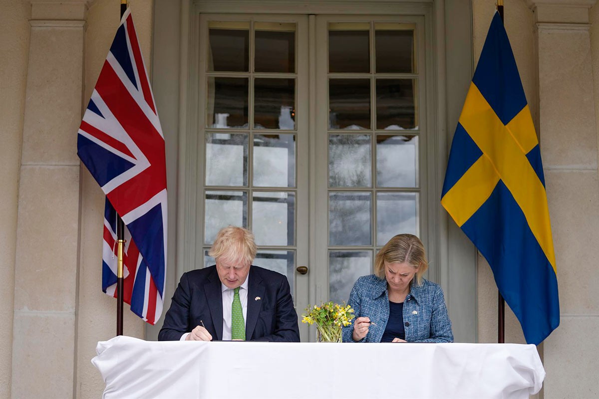 Boris Johnson, primer ministre del Regne Unit, i Magdalena Andersson, primera ministra de Suècia