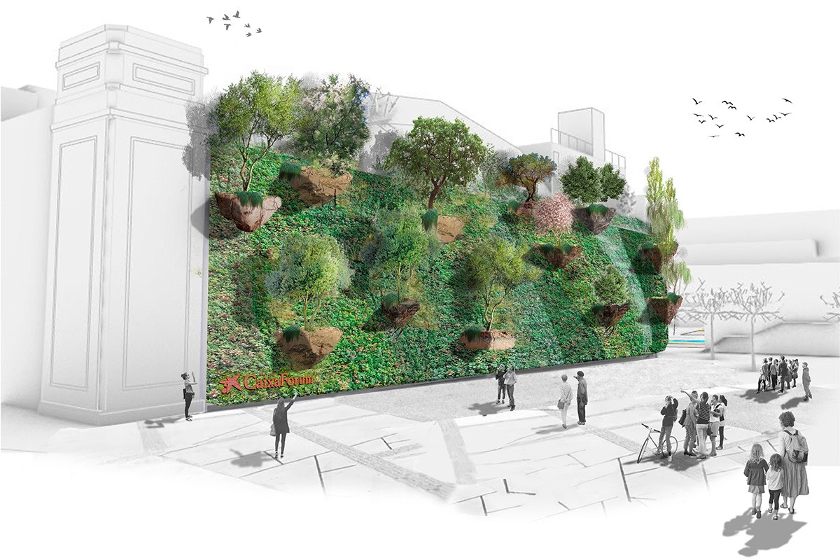 Simulació del futur jardí vertical de CaixaForum Barcelona