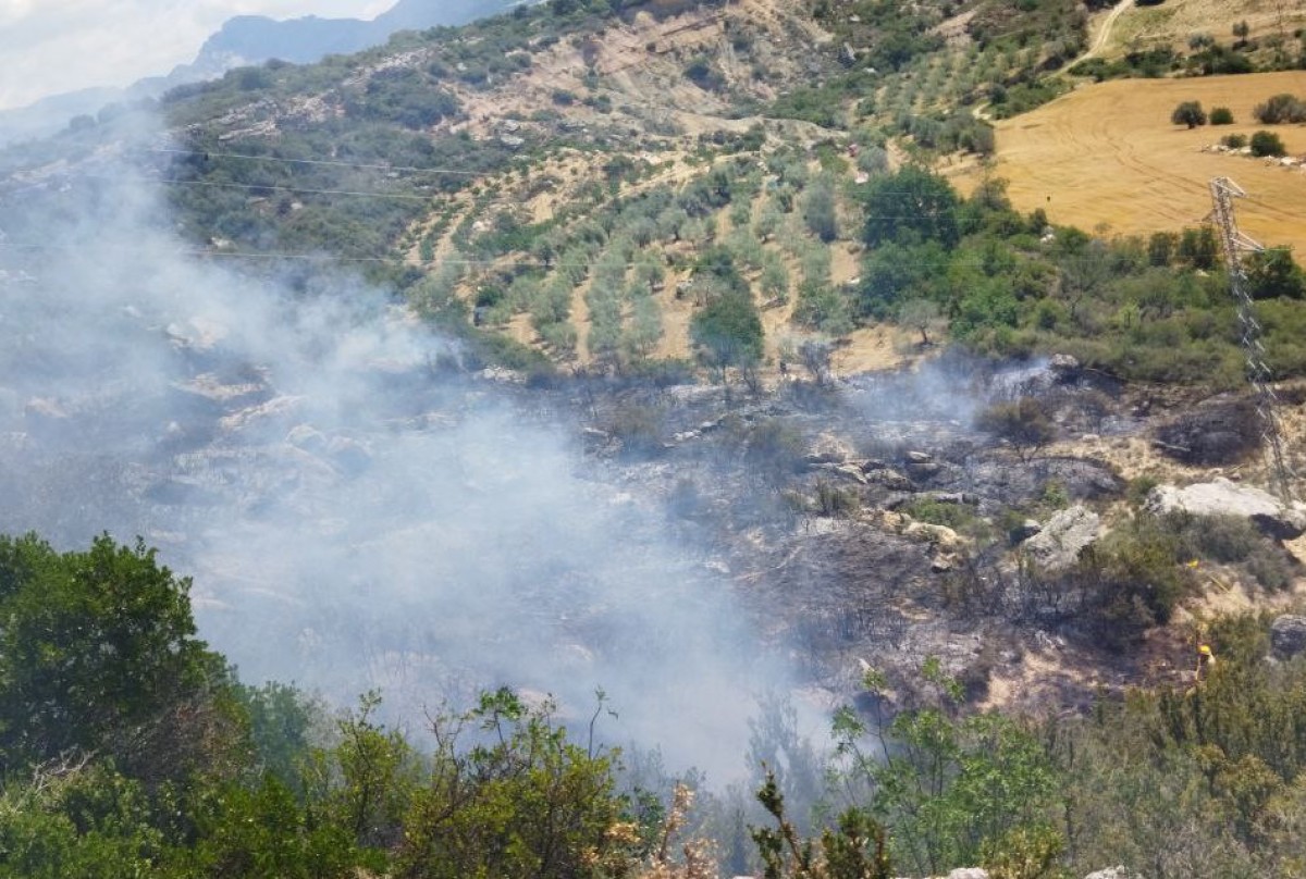 Imatge de l’incendi declarat al Mont de Conques