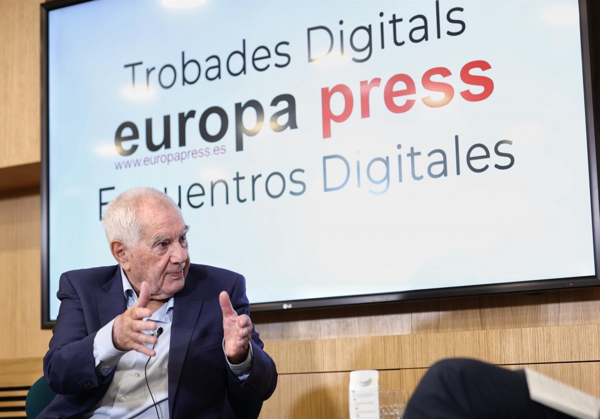 El líder d'ERC a Barcelona, Ernest Maragall, durant la conversa organitzada per Europa Press