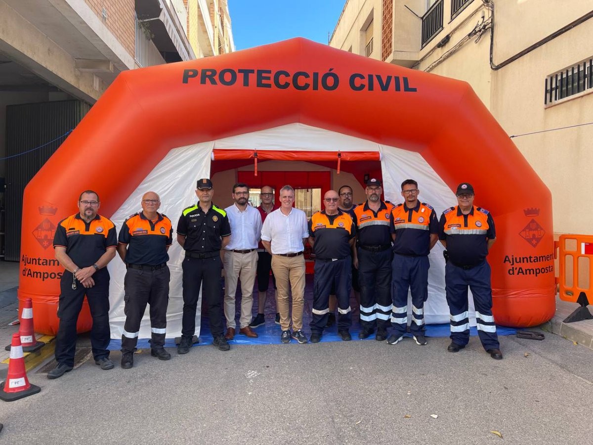 Nou hospital de campanya per als Voluntaris de Pretecció Civil d'Amposta
