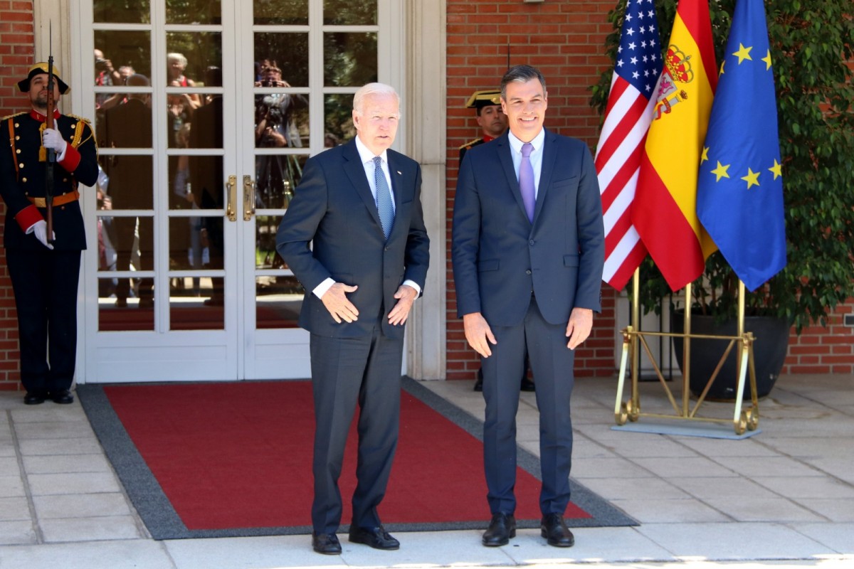 Joe Biden i Pedro Sánchez a la Moncloa.