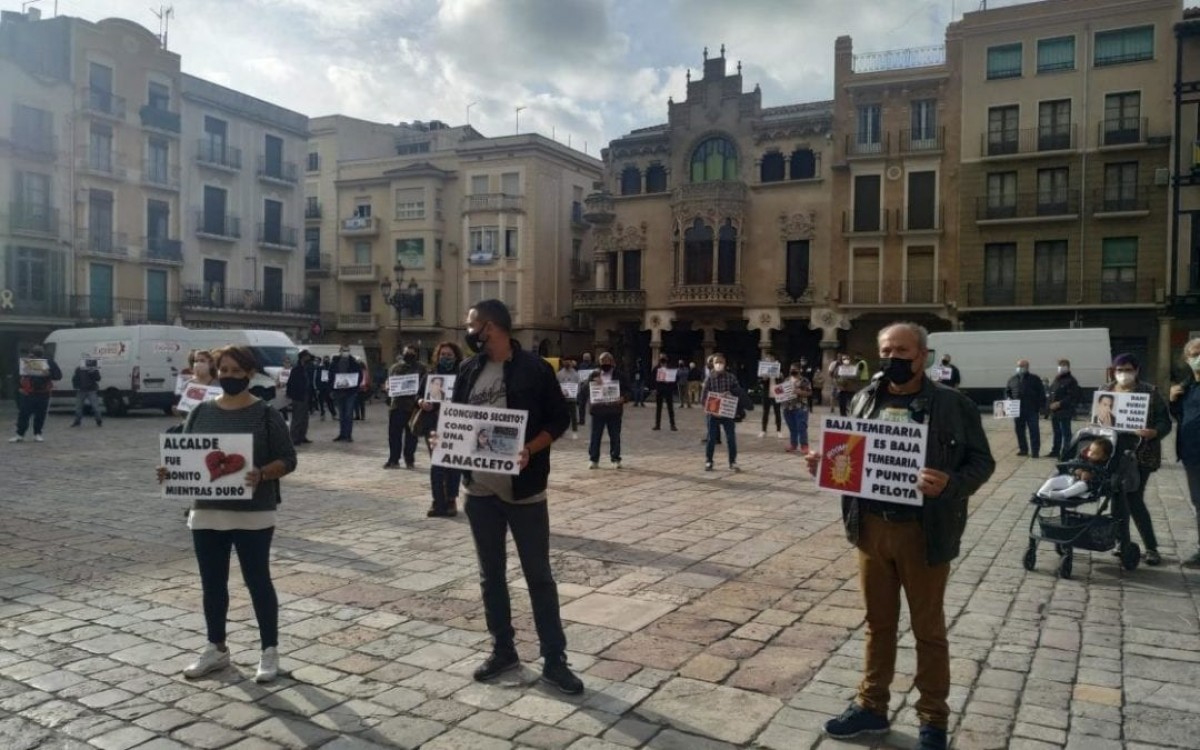 Imatge d'arxiu d'una protesta dels treballadors de la brossa, al Mercadal de Reus