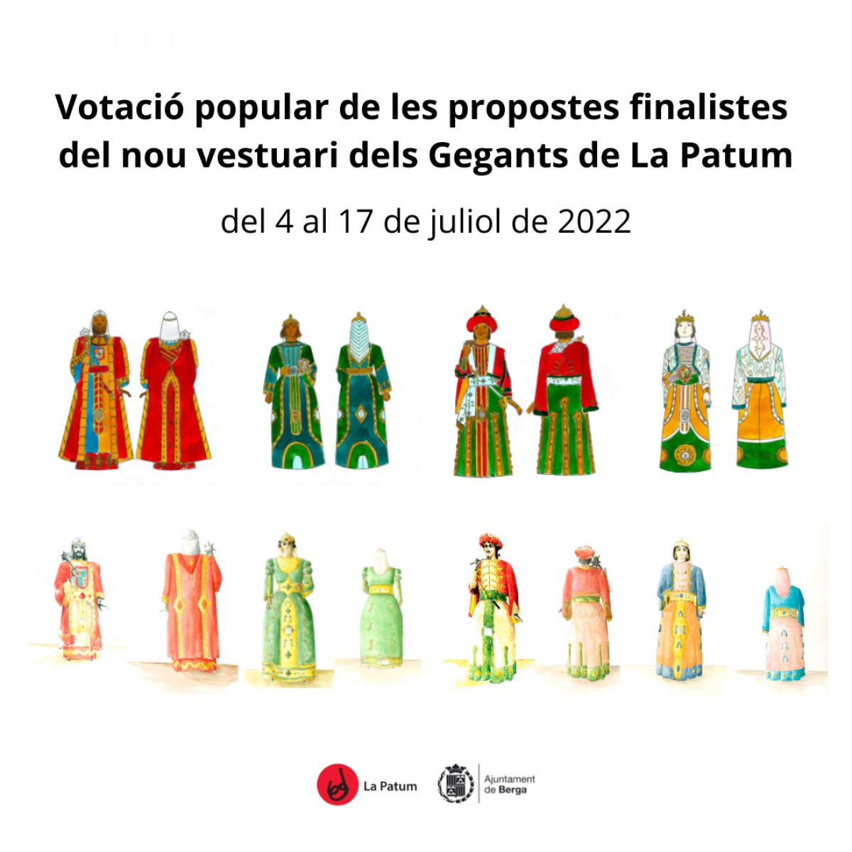 Les dues propostes finalistes de la vestimenta dels Gegants de la Patum.