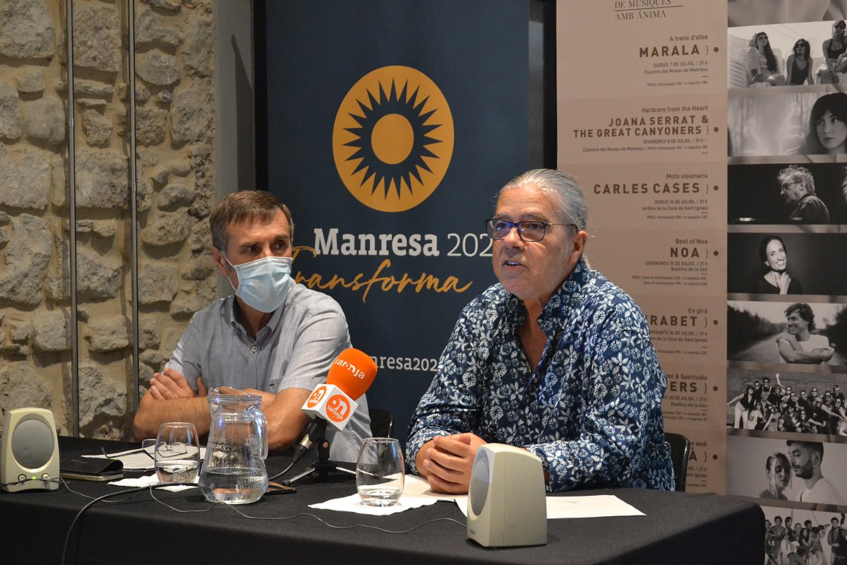 Joan Calmet i Ramon Escalé durant la roda de premsa dels Sons del Camí