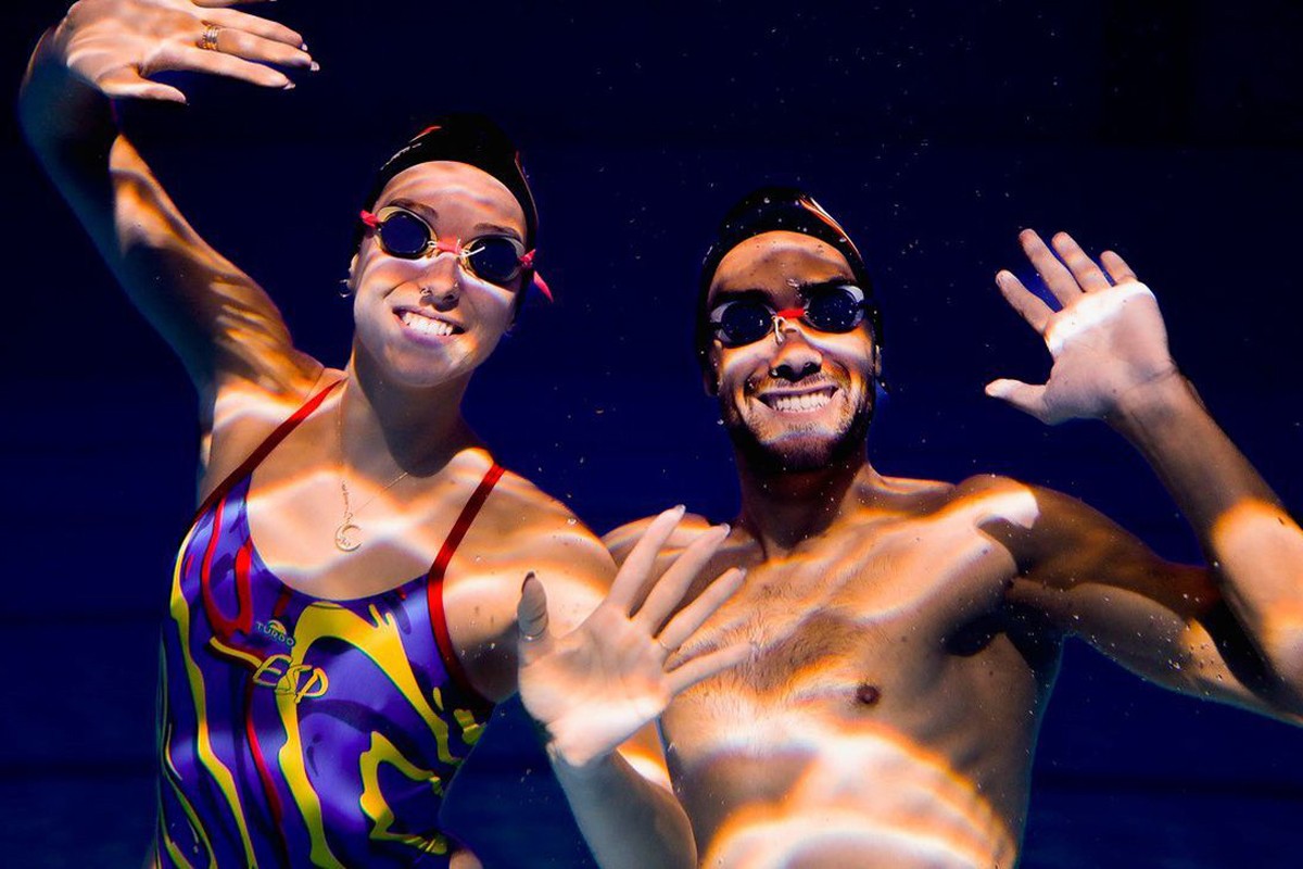 Emma Garcia i Pau Ribes. duet mixt en competicions internacionals de natació artística