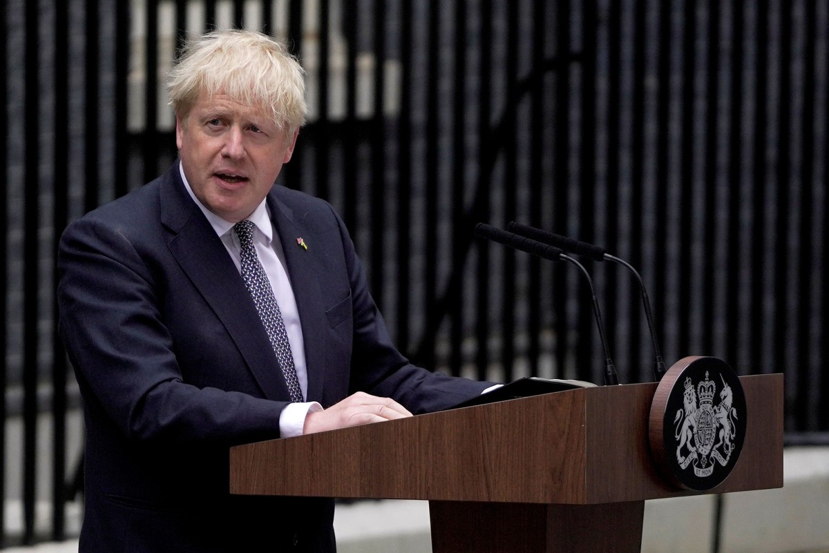 Boris Johnson, en el moment de dimitir com a primer ministre del Regne Unit