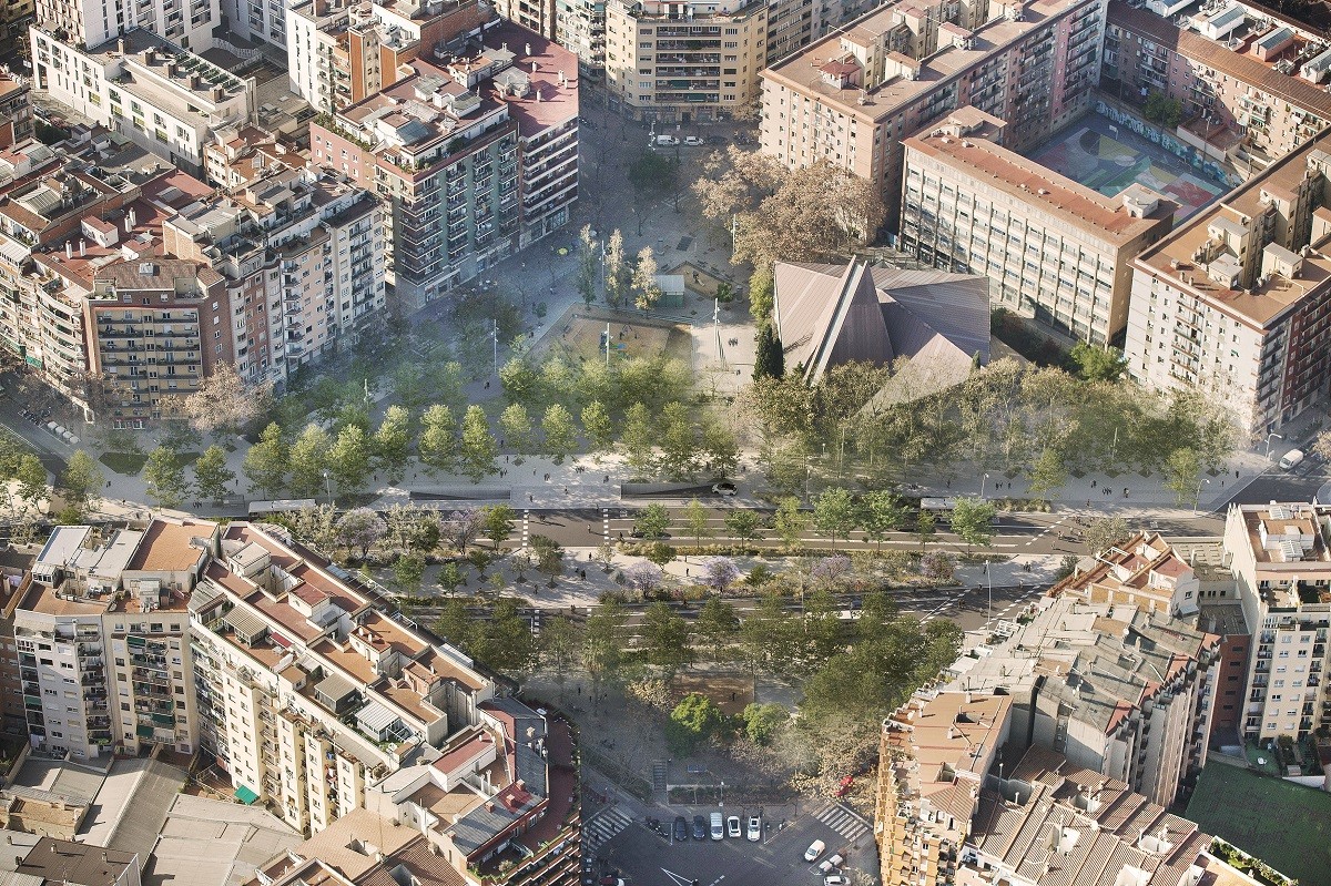 Imatge virtual de la Meridiana renovada, al seu pas pel districte de Sant Andreu