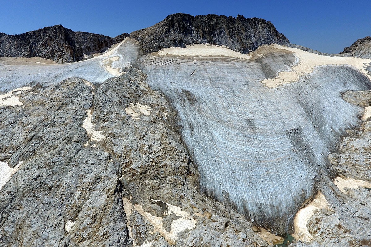 Llengua de gel fossilitzat, a la glacera de l’Aneto