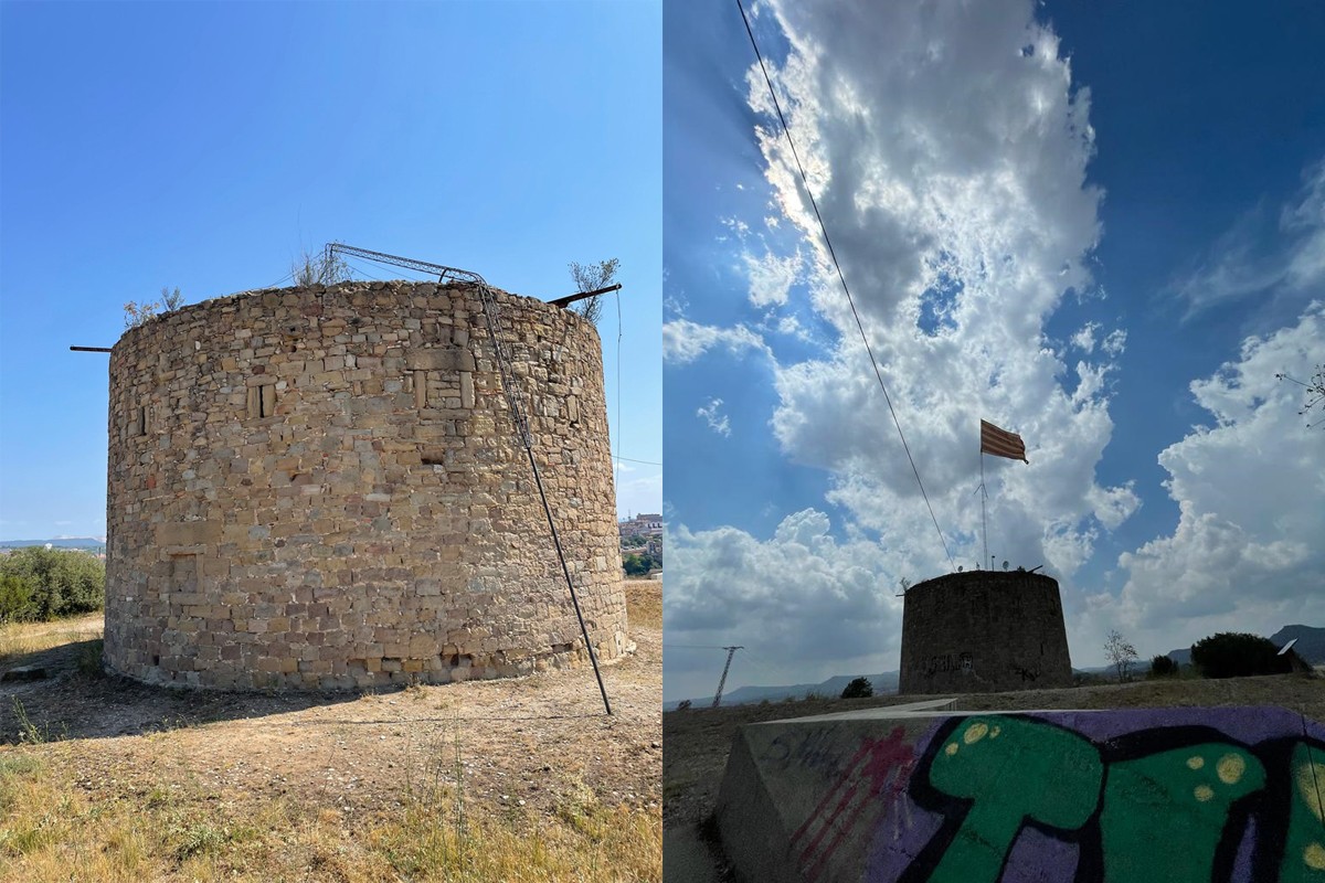 La Torre Santa Caterina, en dues fotos de diumenge i de dissabte 