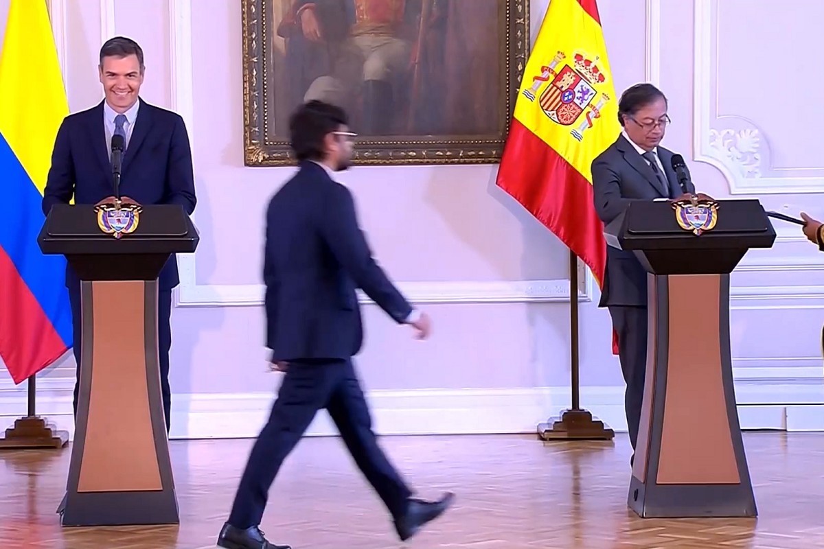 Sánchez i Petro, moments abans de la roda de premsa conjunta
