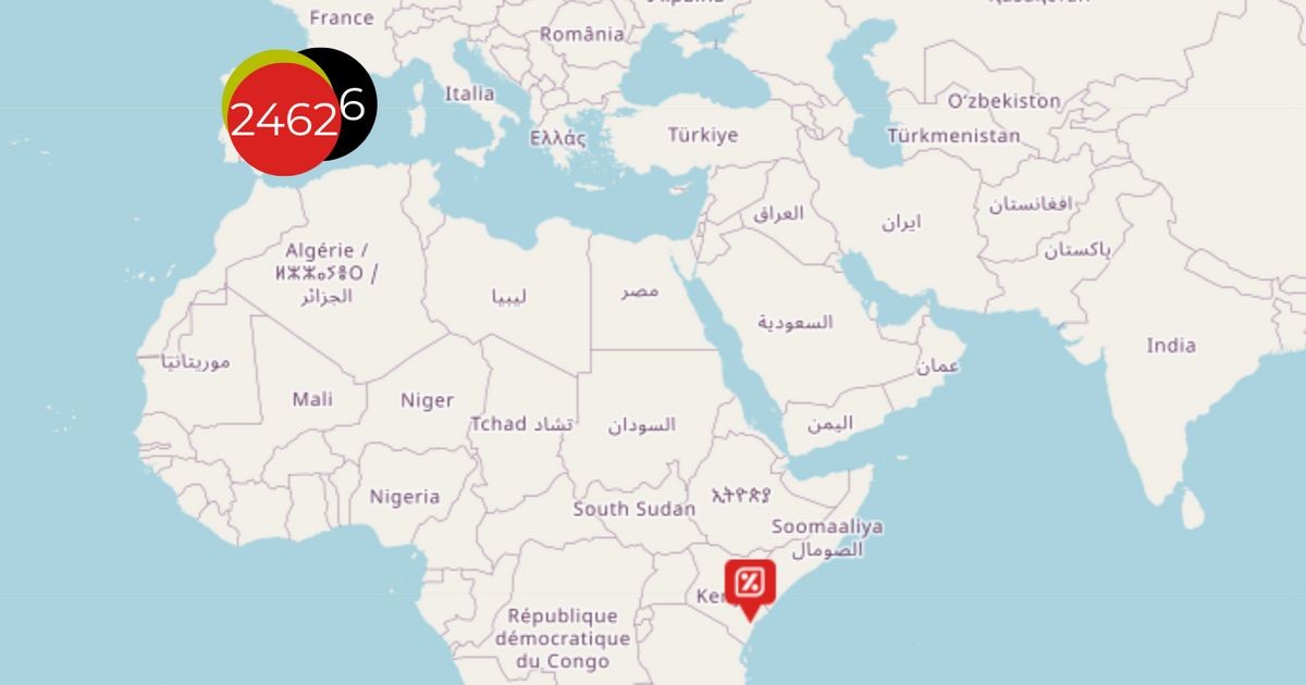 Mapa dels establiments de la cadena de supermercats Dia arreu del món.