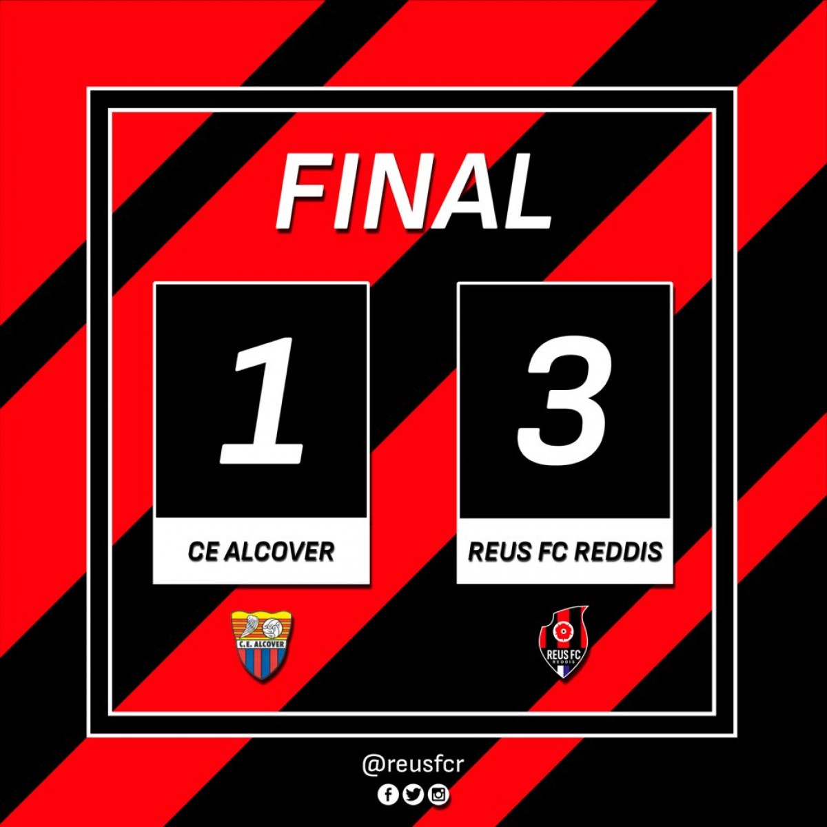 El resultat de l'amistós ha estat d'1 gol a 3, a favor del Reus FC Reddis