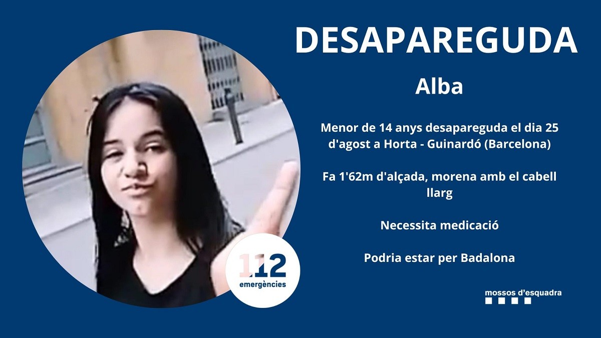 L'Alba, la menor desapareguda que busquen els Mossos