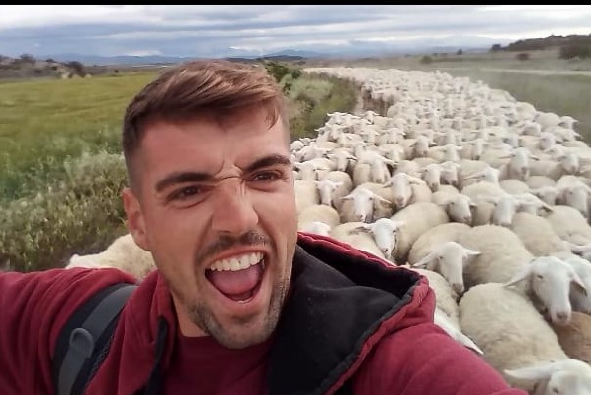 Selfie de Marc Casanova amb el seu ramat d'Alera