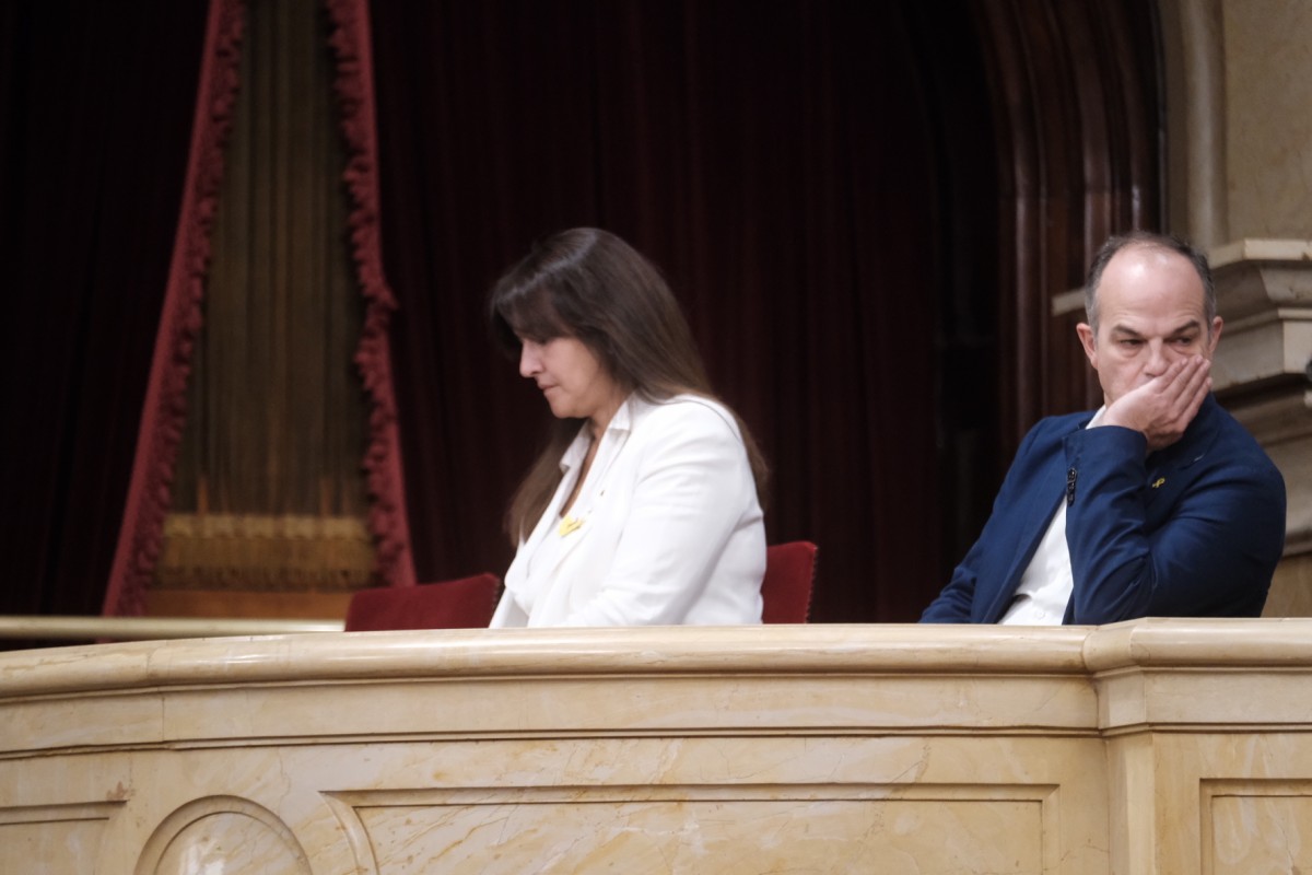 Laura Borràs i Jordi Turull, en el debat de política general.