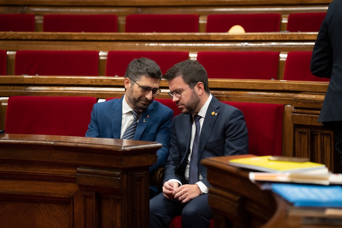 Pere Aragonès i Jordi Puigneró, dimarts al Parlament.