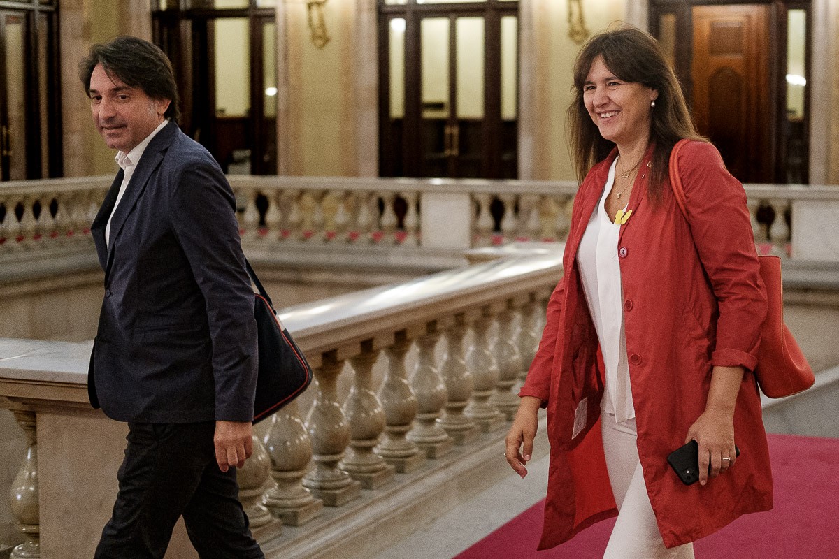 Francesc de Dalmases i Laura Borràs, aquest dimecres al Parlament.