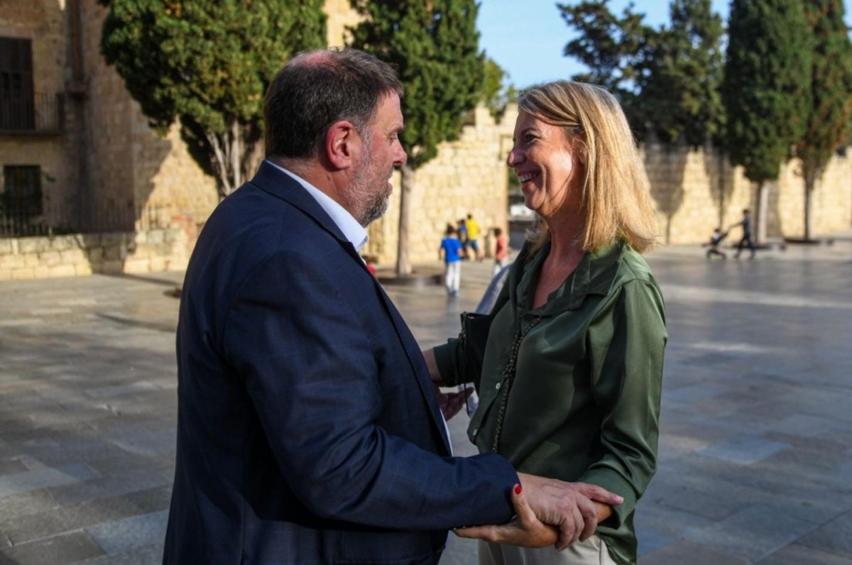 El president d'ERC  Oriol Junqueras amb l'alcaldessa de Sant Cugat Mireia Ingla