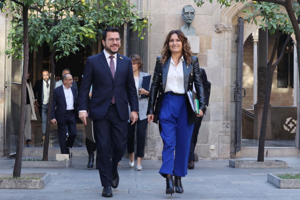 Pere Aragonès i Laura Vilagrà, aquest dimarts al Palau de la Generalitat.