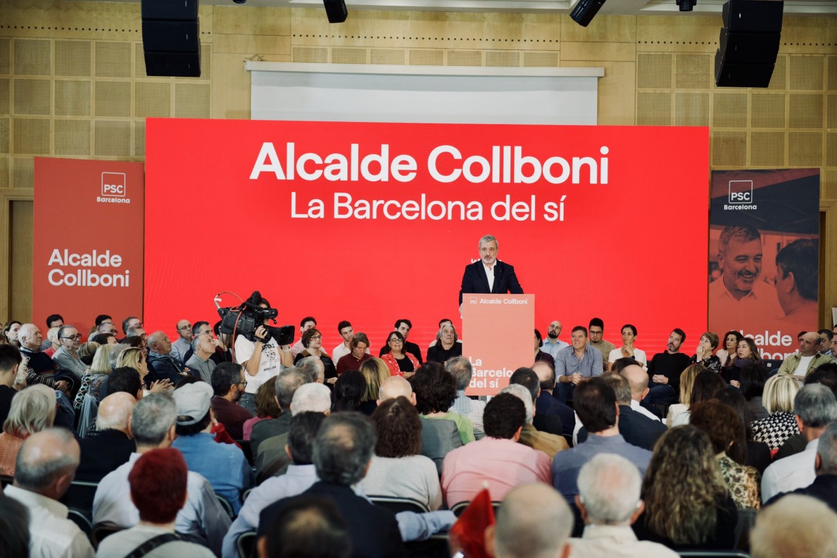 L'alcaldable del PSC, Jaume Collboni, en l'acte de proclamació de la seva candidatura.