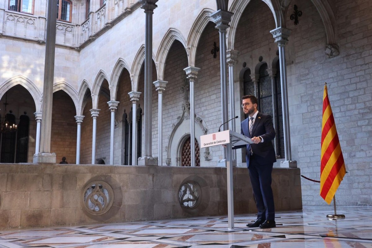 El president de la Generalitat, Pere Aragonès, aquest divendres a Palau.