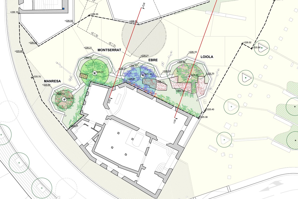 Disposició dels quatre ambients del Camí Ignasià al nou espai de la plaça Sant Ignasi