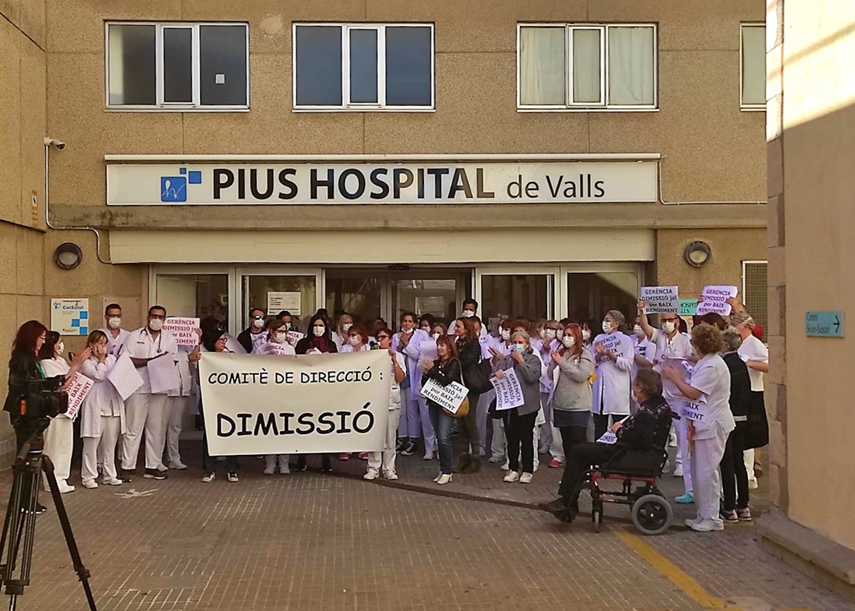 Protesta dels treballadors de l'Hospital Pius de Valls.