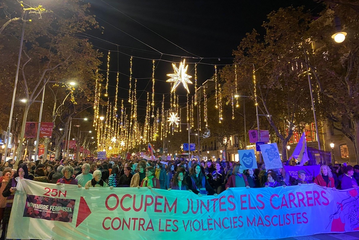 La manifestació del 25-N al Passeig de Gràcia de Barcelona