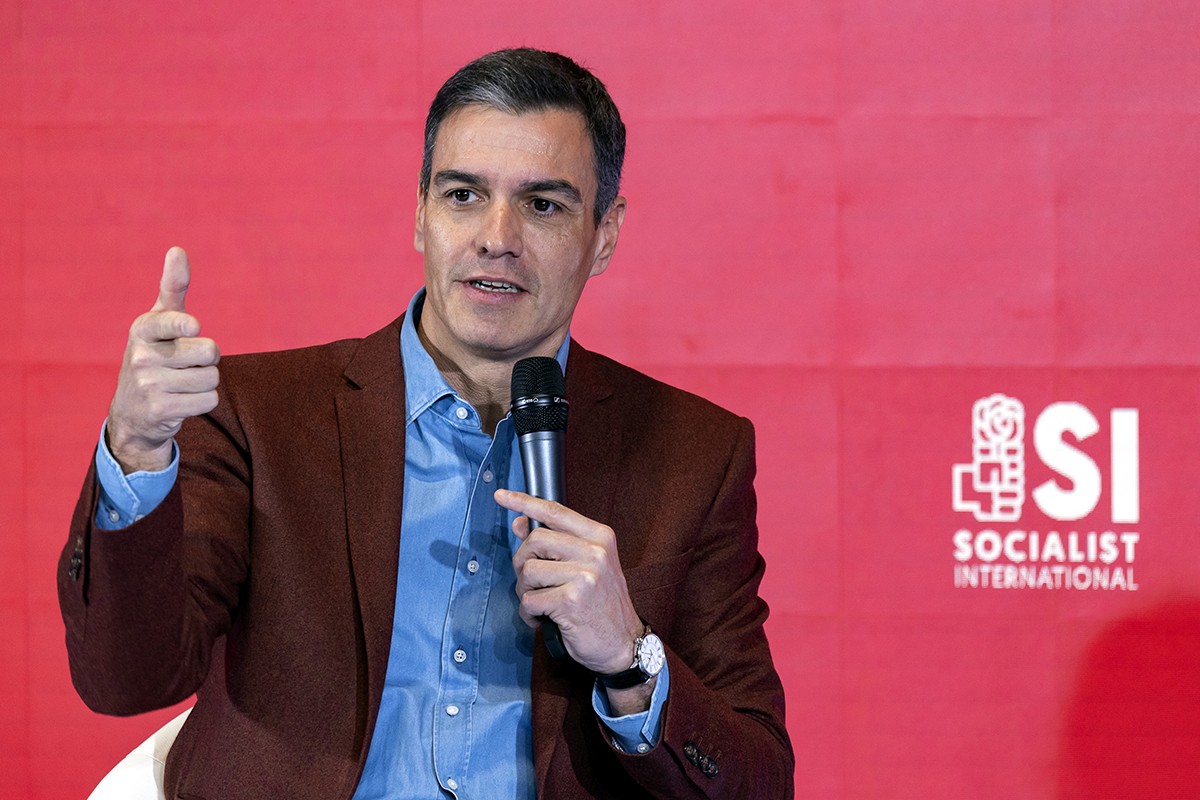 El president del govern espanyol i líder del PSOE, Pedro Sánchez, durant una intervenció al 26è Congrés de la Internacional Socialista.