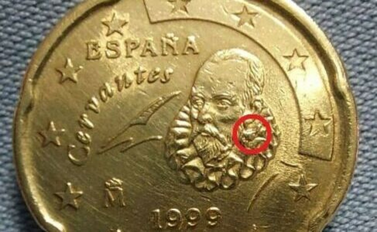 Les monedes en qüestió tenen un excés de metall a prop de l'orella de Cervantes