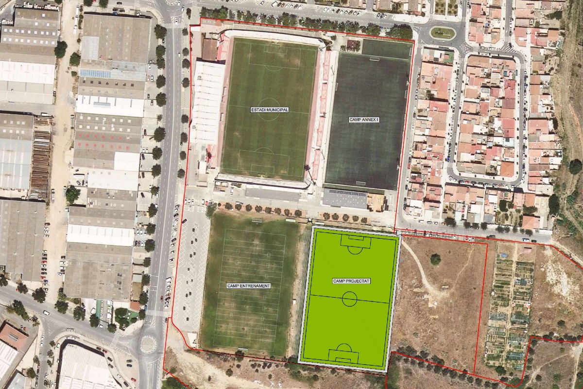 Imatge virtual del lloc on s'ubicarà el nou camp de futbol 