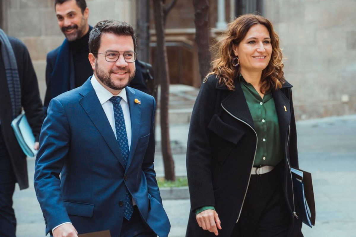 Pere Aragonès i Laura Vilagrà, abans de la reunió del Govern del 6 de desembre del 2022.