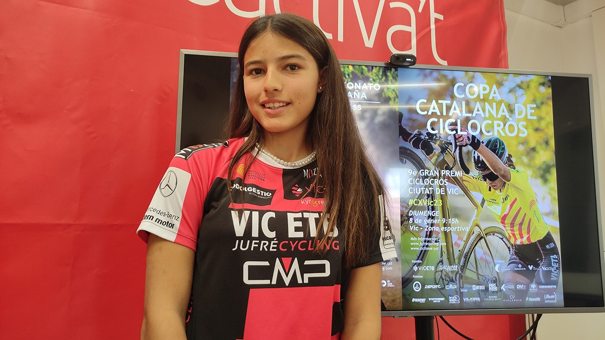 María Gutiérrez durant la presentació del campionat d'Espanya de Ciclocròs a Vic.