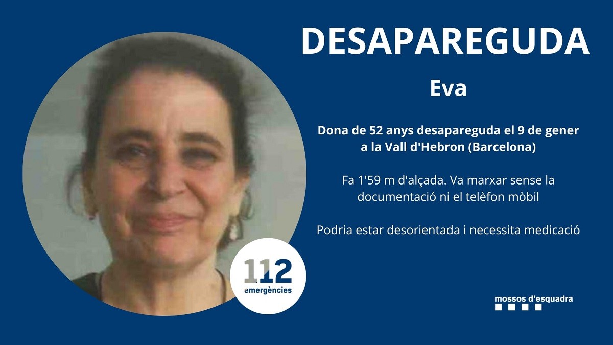 Imatge i dades de la dona desapareguda a Barcelona