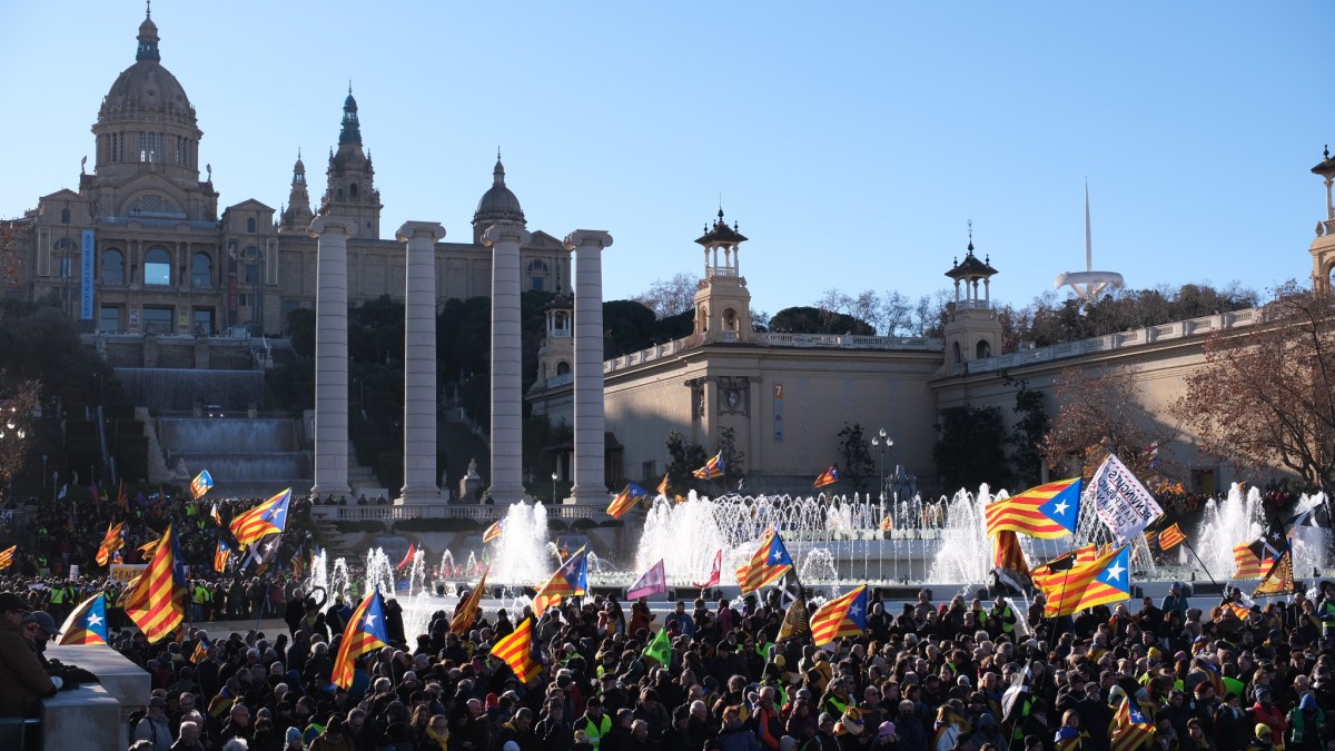 Milers de persones protesten contra la cimera hispanofrancesa.