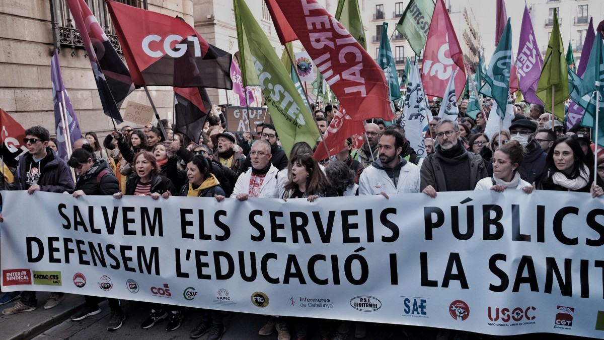 Capçalera de la vaga a la plaça de Sant Jaume