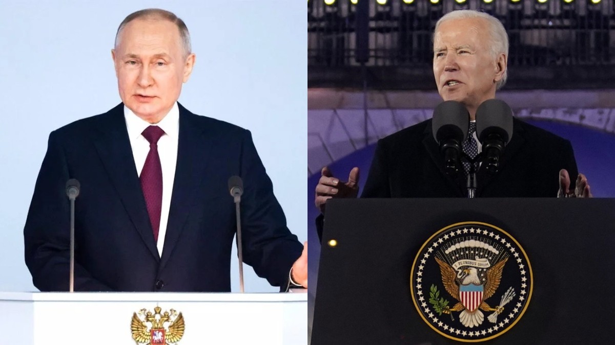 Vladímir Putin i Joe Biden en les seves intervencions d'aquest dimarts