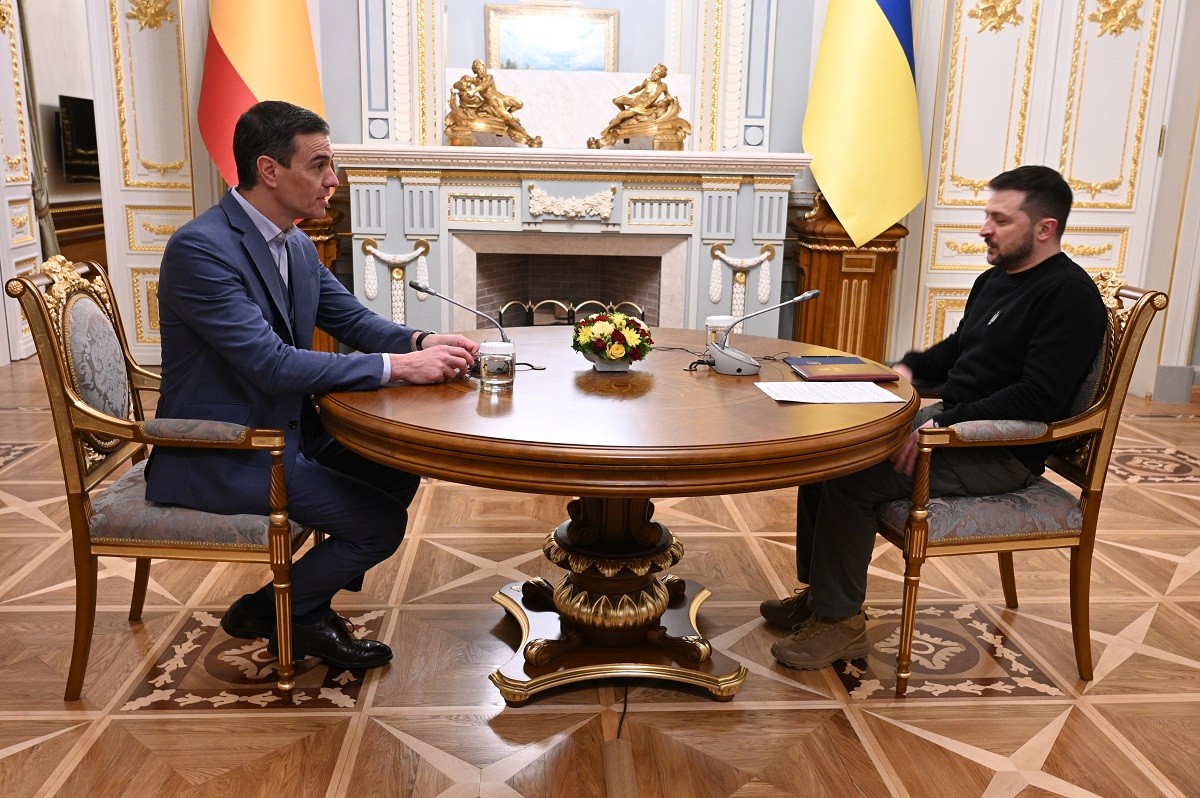Pedro Sánchez i Volodímir Zelenski, en la reunió d'aquest dijous a Kíiv