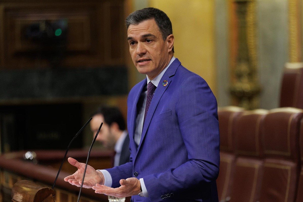 Pedro Sánchez intervenint al Congrés dels Diputats durant la moció de censura