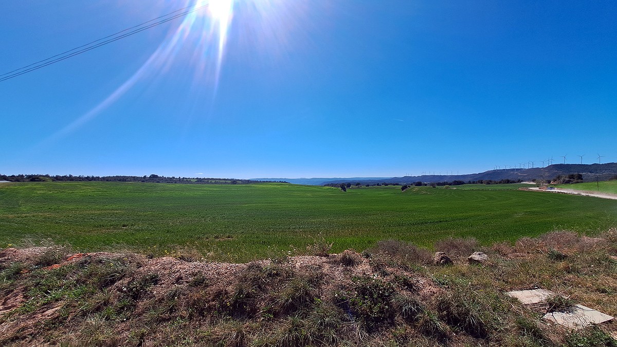 El macroparc solar ocupa gairebé 100 hectàrees a la plana de Cal Prat de Castellfollit
